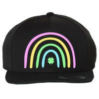 Green Four Leaf Clover Rainbow St Patricks Day Wool Snapback Cap