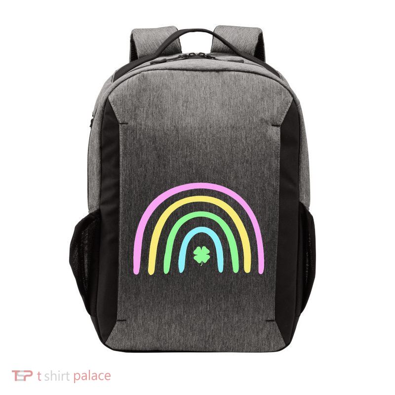 Green Four Leaf Clover Rainbow St Patricks Day Vector Backpack
