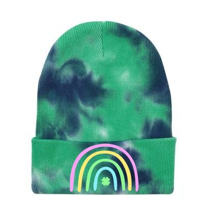 Green Four Leaf Clover Rainbow St Patricks Day Tie Dye 12in Knit Beanie