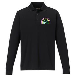 Green Four Leaf Clover Rainbow St Patrick's Day Performance Long Sleeve Polo