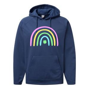 Green Four Leaf Clover Rainbow St Patrick's Day Performance Fleece Hoodie