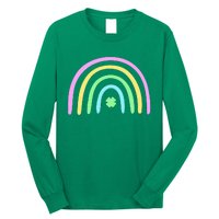 Green Four Leaf Clover Rainbow St Patrick's Day Long Sleeve Shirt