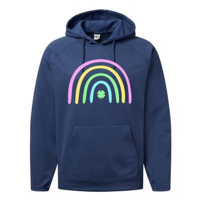 Green Four Leaf Clover Rainbow St Patrick's Day Performance Fleece Hoodie