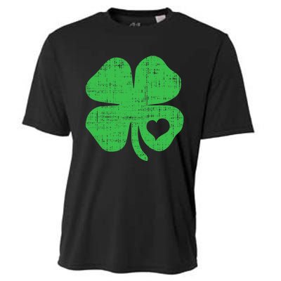 Green Four Leaf Clover Heart Hoodie St Patricks Day Cooling Performance Crew T-Shirt