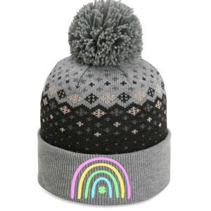 Green Four Leaf Clover Rainbow St Patrick's Day The Baniff Cuffed Pom Beanie