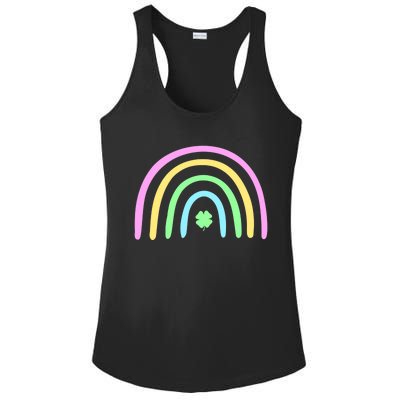 Green Four Leaf Clover Rainbow St Patrick's Day Ladies PosiCharge Competitor Racerback Tank