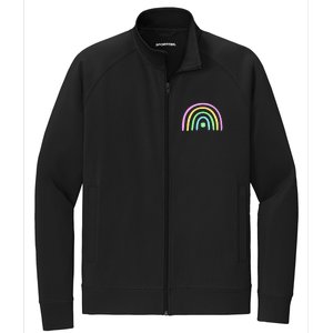 Green Four Leaf Clover Rainbow St Patrick's Day Stretch Full-Zip Cadet Jacket