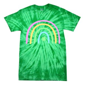 Green Four Leaf Clover Rainbow St Patrick's Day Tie-Dye T-Shirt