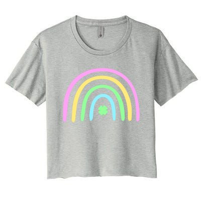 Green Four Leaf Clover Rainbow St Patrick's Day Women's Crop Top Tee