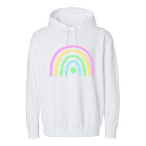 Green Four Leaf Clover Rainbow St Patrick's Day Garment-Dyed Fleece Hoodie