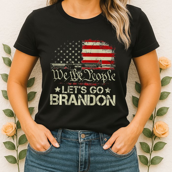 Gun Flag Lets Go Branson Brandon Lets Go Branson Womens T-Shirt