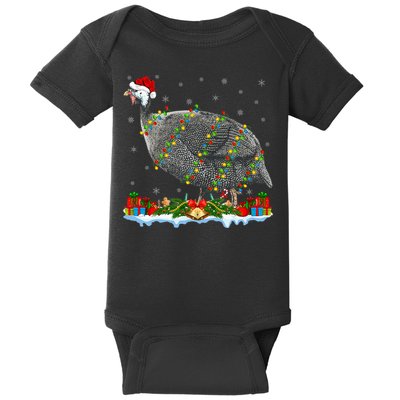 Guinea Fowl Lover Matching Santa Hat Guinea Fowl Christmas Baby Bodysuit