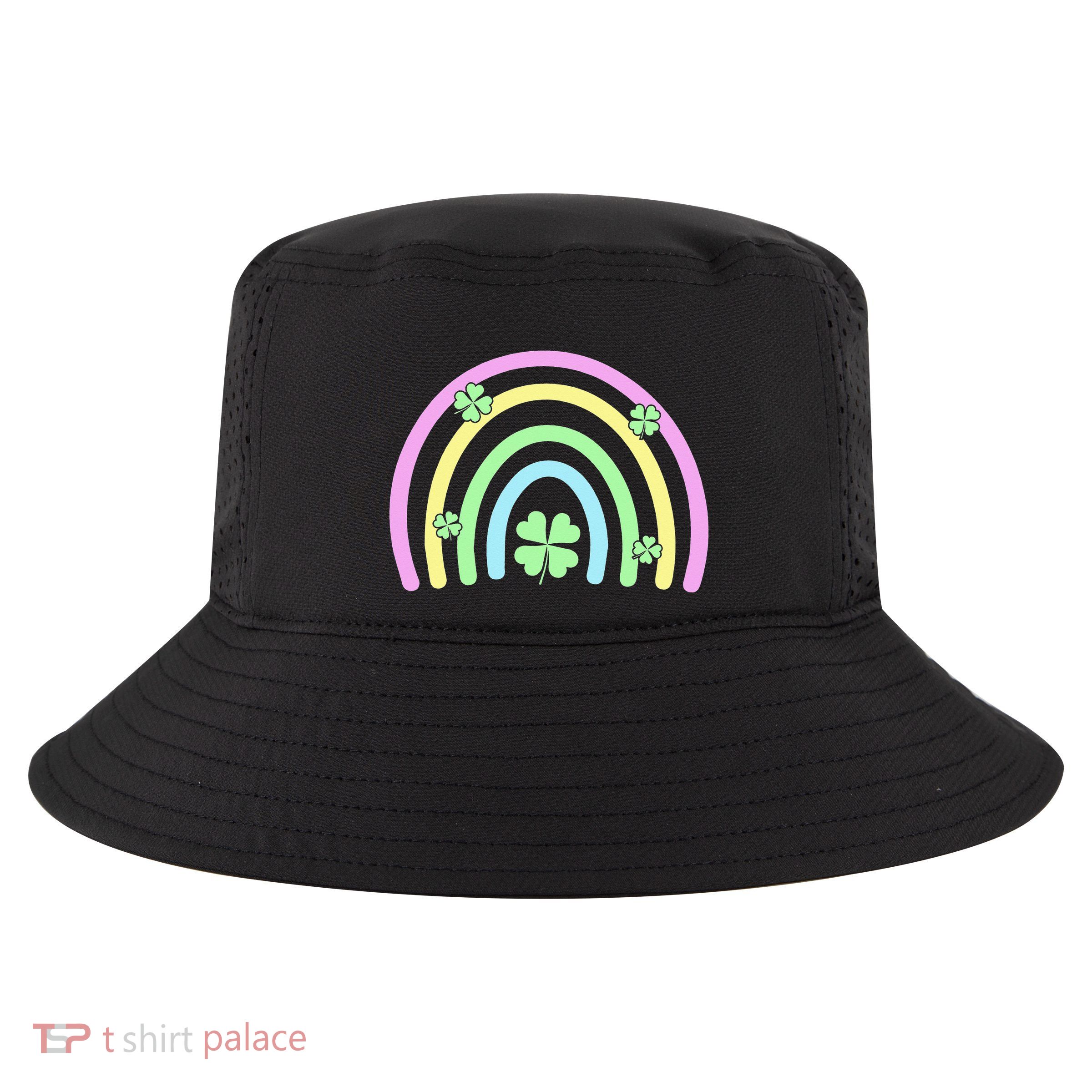 Green Four Leaf Clover Rainbow Happy St Patricks Day Cool Comfort Performance Bucket Hat