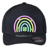 Green Four Leaf Clover Rainbow Happy St Patricks Day Flexfit Unipanel Trucker Cap