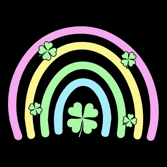 Green Four Leaf Clover Rainbow Happy St Patricks Day Flexfit Unipanel Trucker Cap