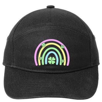 Green Four Leaf Clover Rainbow Happy St Patricks Day 7-Panel Snapback Hat