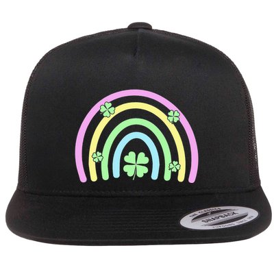 Green Four Leaf Clover Rainbow Happy St Patricks Day Flatbill Hat