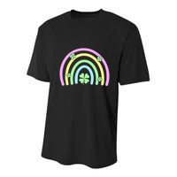 Green Four Leaf Clover Rainbow Happy St Patricks Day Youth Performance Sprint T-Shirt