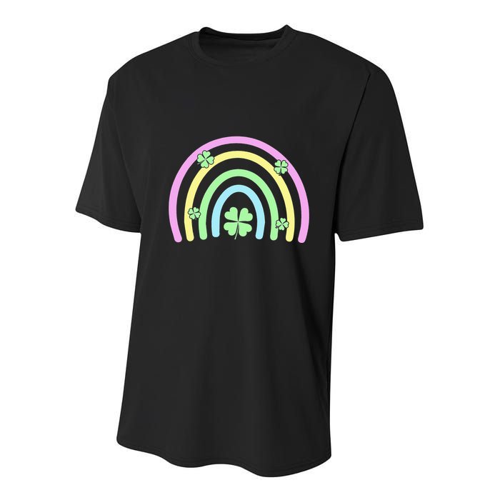 Green Four Leaf Clover Rainbow Happy St Patricks Day Youth Performance Sprint T-Shirt