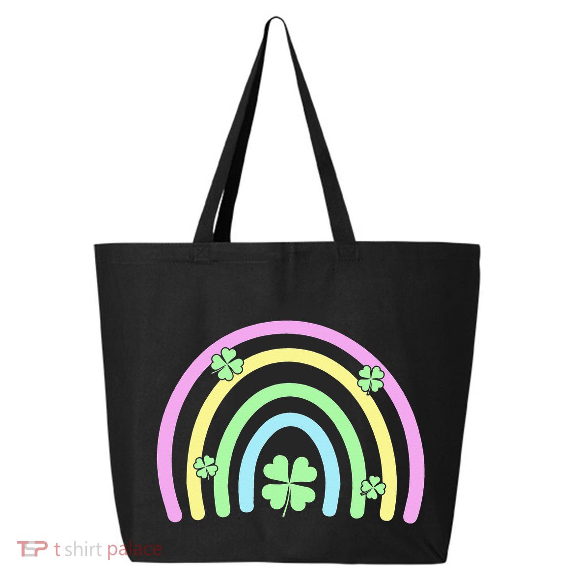 Green Four Leaf Clover Rainbow Happy St Patricks Day 25L Jumbo Tote