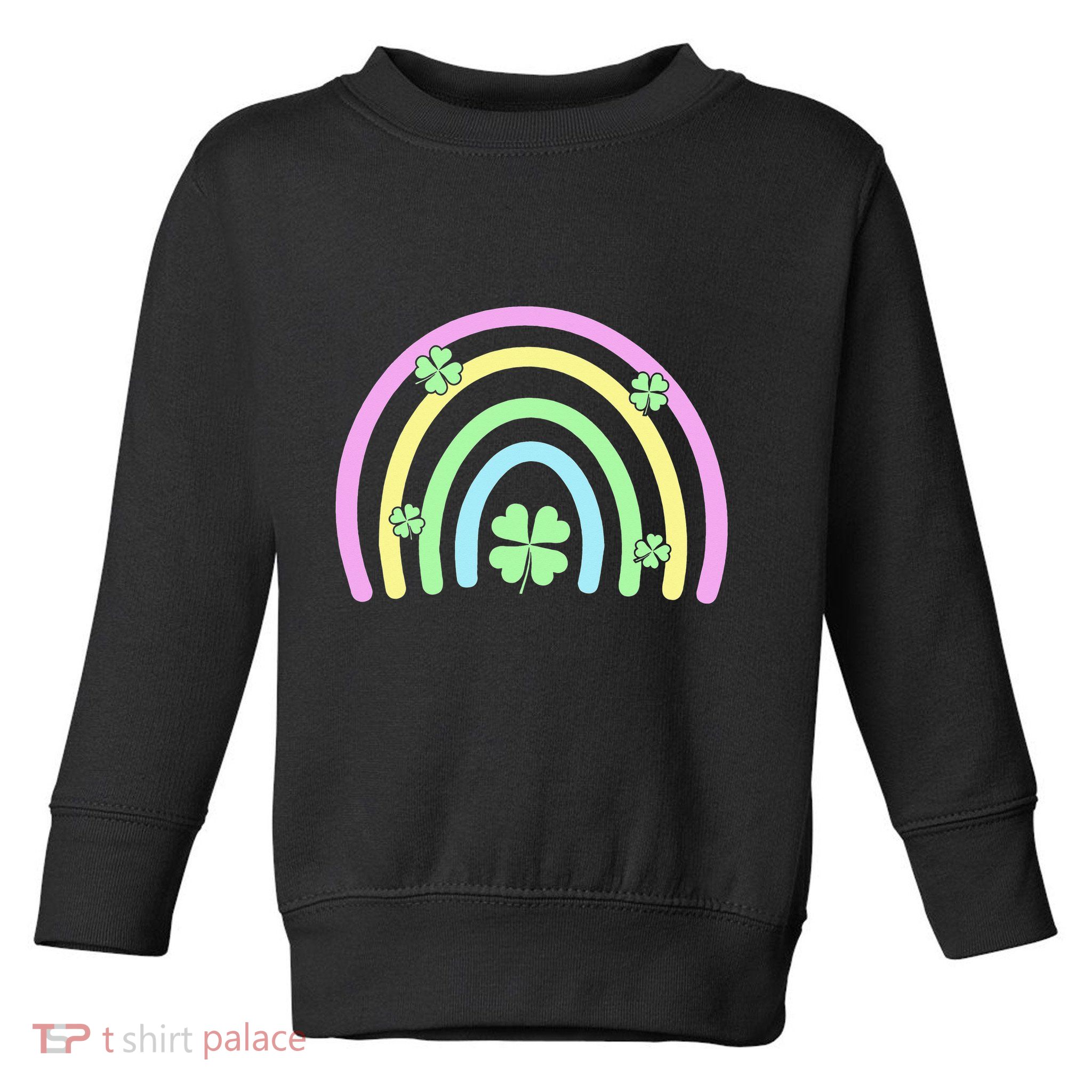 Green Four Leaf Clover Rainbow Happy St Patricks Day Toddler Sweatshirt