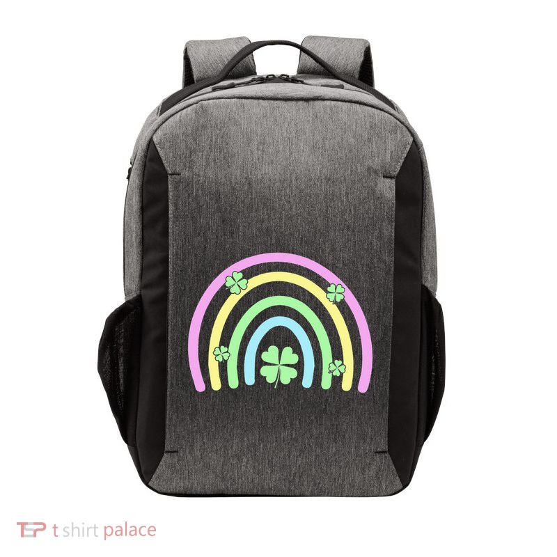 Green Four Leaf Clover Rainbow Happy St Patricks Day Vector Backpack