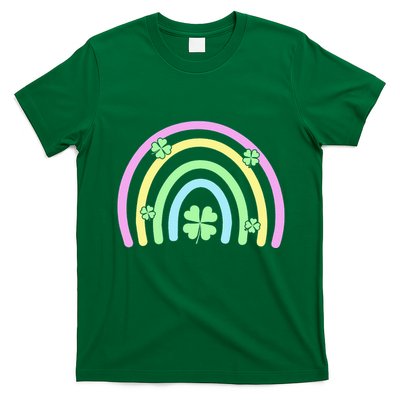 Green Four Leaf Clover Rainbow Happy St Patricks Day T-Shirt