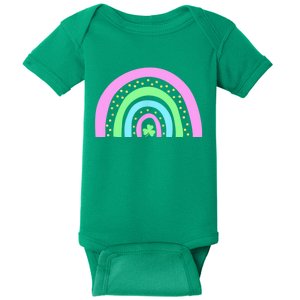 Green Four Leaf Clover Rainbow St Patrick's Day Baby Bodysuit