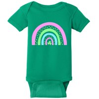 Green Four Leaf Clover Rainbow St Patrick's Day Baby Bodysuit