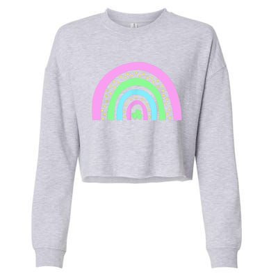 Green Four Leaf Clover Rainbow St Patrick's Day Cropped Pullover Crew