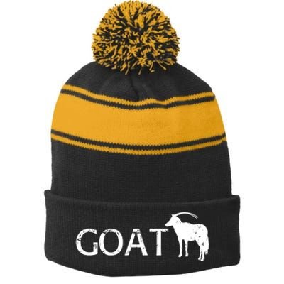 Goat Funny Logo Stripe Pom Pom Beanie