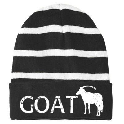 Goat Funny Logo Striped Beanie with Solid Band