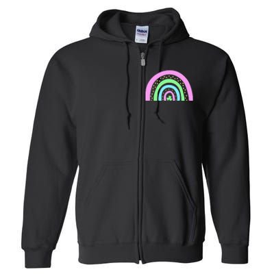 Green Four Leaf Clover Rainbow St Patrick's Day Full Zip Hoodie