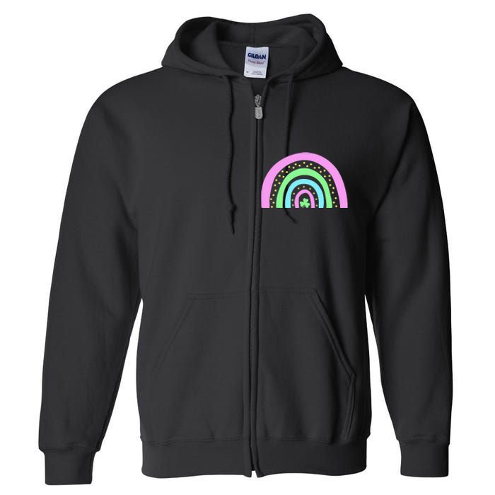 Green Four Leaf Clover Rainbow St Patrick's Day Full Zip Hoodie