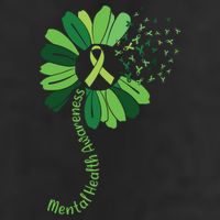 Green Flower Mental Health Awareness 7 Panel Mesh Trucker Snapback Hat