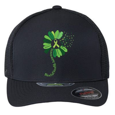 Green Flower Mental Health Awareness Flexfit Unipanel Trucker Cap