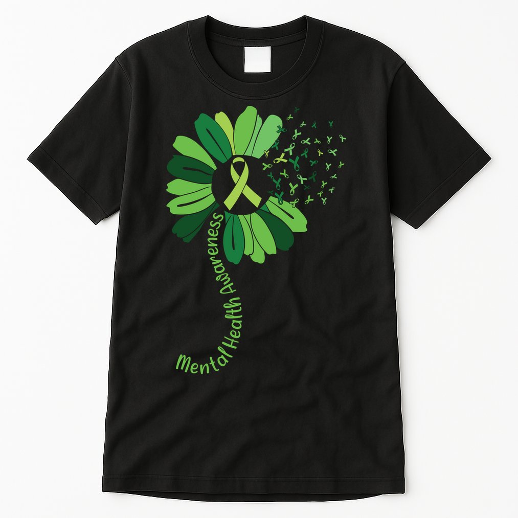 Green Flower Mental Health Awareness Tall T-Shirt