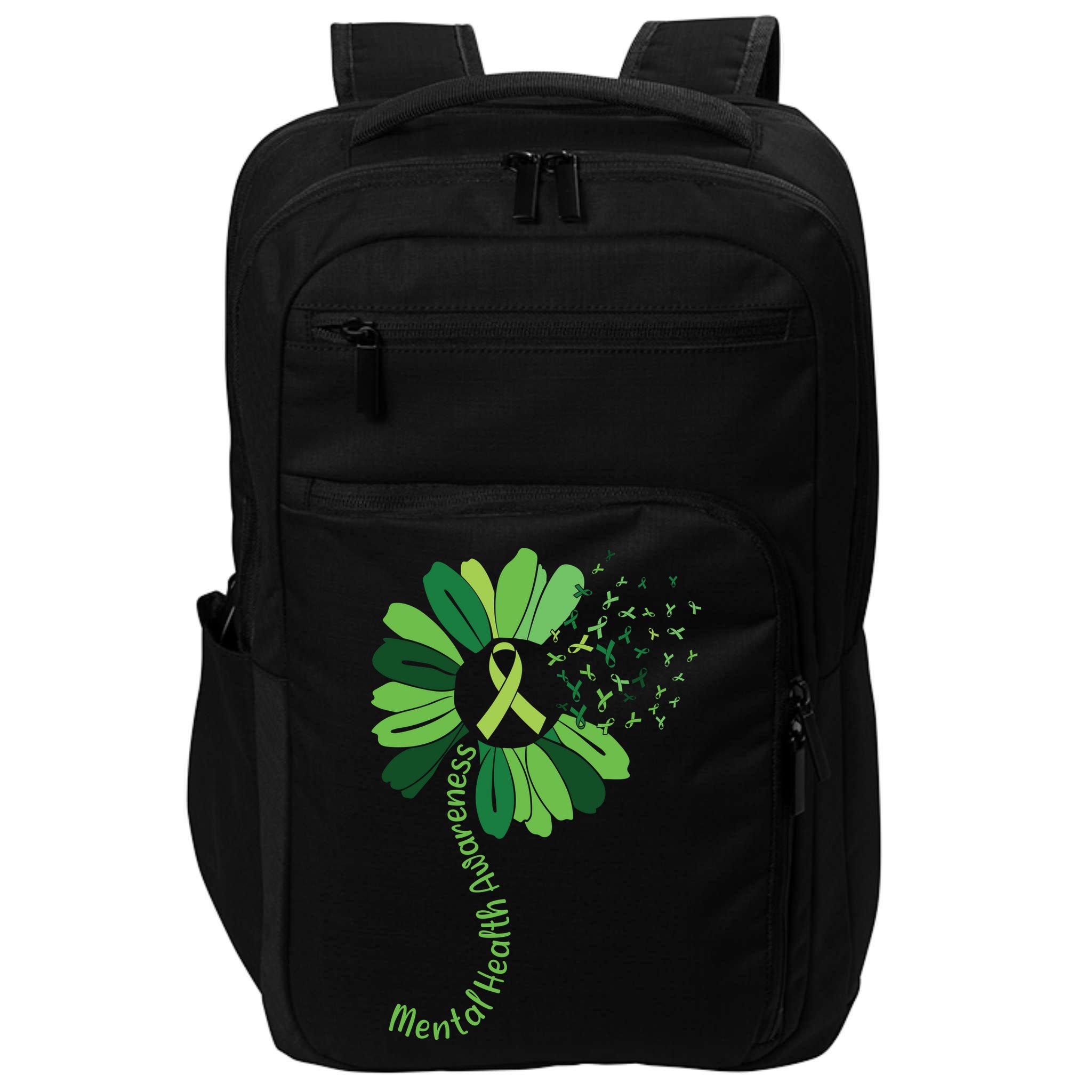 Green Flower Mental Health Awareness Impact Tech Backpack
