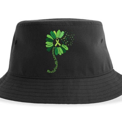 Green Flower Mental Health Awareness Sustainable Bucket Hat