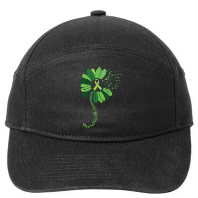 Green Flower Mental Health Awareness 7-Panel Snapback Hat