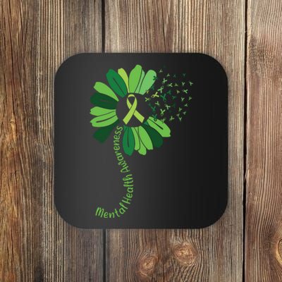 Green Flower Mental Health Awareness Coaster