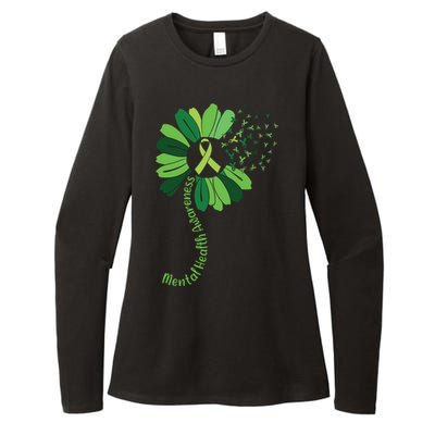 Green Flower Mental Health Awareness Womens CVC Long Sleeve Shirt