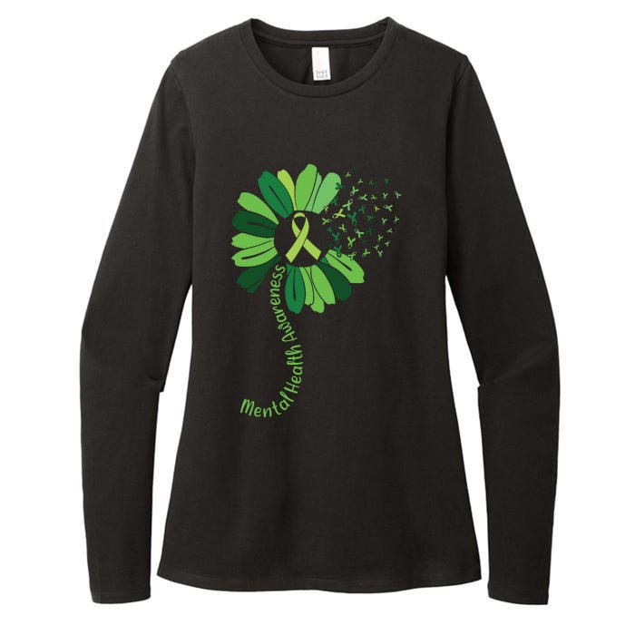 Green Flower Mental Health Awareness Womens CVC Long Sleeve Shirt