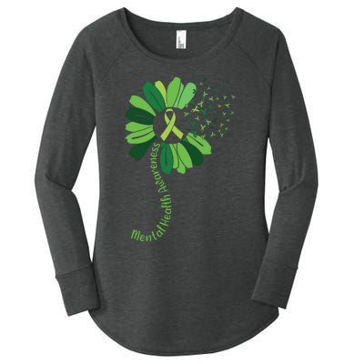 Green Flower Mental Health Awareness Women's Perfect Tri Tunic Long Sleeve Shirt