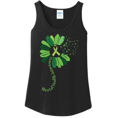 Green Flower Mental Health Awareness Ladies Essential Tank