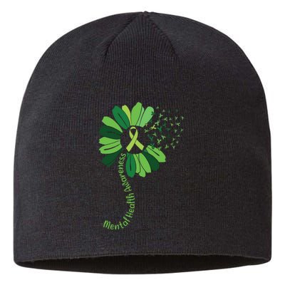 Green Flower Mental Health Awareness Sustainable Beanie