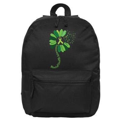 Green Flower Mental Health Awareness 16 in Basic Backpack