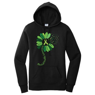 Green Flower Mental Health Awareness Women's Pullover Hoodie