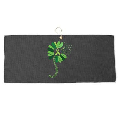 Green Flower Mental Health Awareness Large Microfiber Waffle Golf Towel