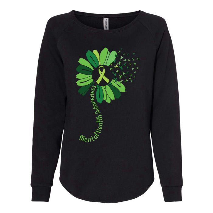 Green Flower Mental Health Awareness Womens California Wash Sweatshirt